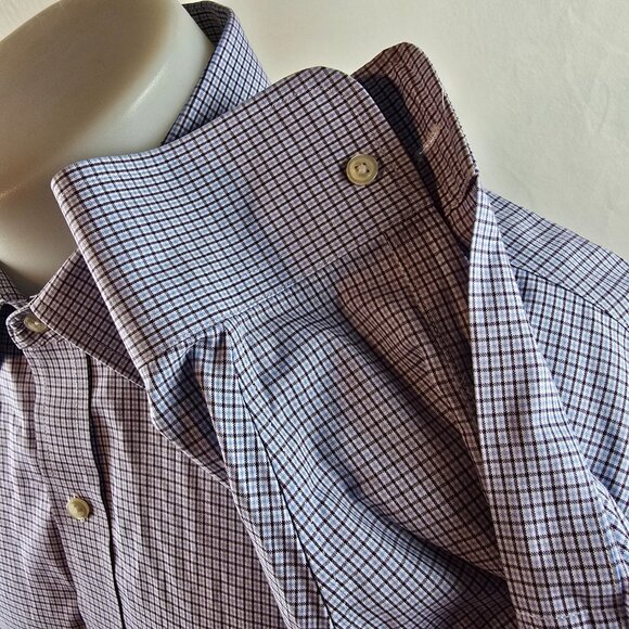 Brooks Brothers Shirt Mens 17.5 35 Blue Button Up Dress Regent Non-Iron Stretch - Picture 5 of 8